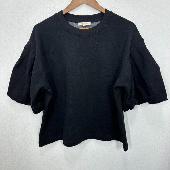 Madewell Puff-Sleeve Sweatshirt Tee Elevated Casual Top Size Medium NWT - Picture 2 of 7